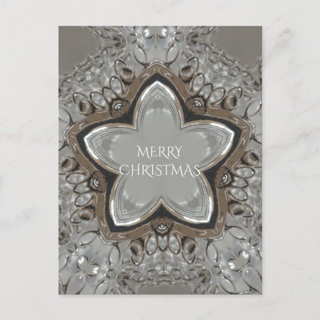 Silver White Grey Shiny Star Merry Christmas Holiday Postcard (Front)