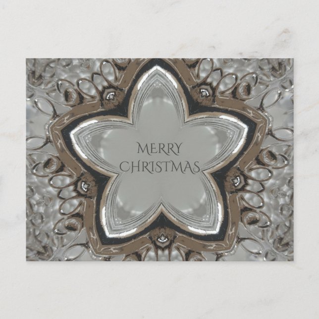 Silver White Grey Shiny Star Merry Christmas Holiday Postcard (Front)