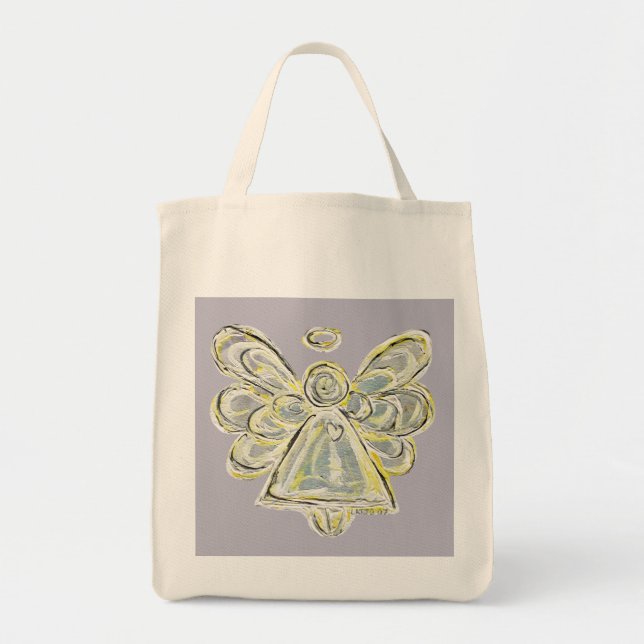 Silver White Guardian Angel Art Custom Tote Bag (Front)