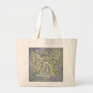 Silver White Guardian Angel Art Custom Tote Bag