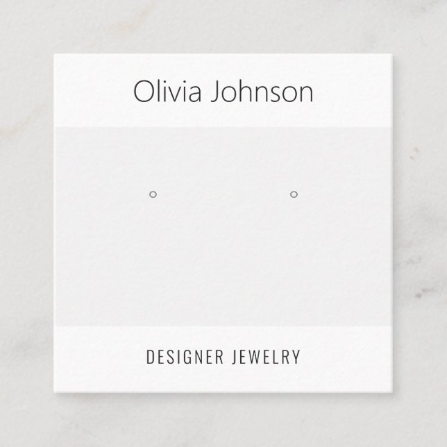 Silver White Jewellery Earring Display Business Ca Square Business Card (Front)
