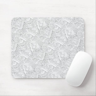 Silver White Lace Pattern Mouse Mat
