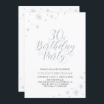 Silver & White | Modern Chic 30th Birthday Party Invitation<br><div class="desc">Let's celebrate your 30th birthday with this stylish party invitation. This design features chic silver typography on front and silver sparkle graphics with a photo on a backside. Replace the sample photo with yours or delete it if you don't want it. The background colour is set to white, but feel...</div>