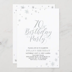 Silver & White   Modern Chic 70th Birthday Party Invitation