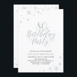 Silver & White | Modern Chic 80th Birthday Party Invitation<br><div class="desc">Let's celebrate the 80th birthday with this stylish silver party invitation. This design features chic silver typography on front and silver sparkle graphics with a photo on a backside. Replace the sample photo with yours or delete it if you don't want it. The background colour is set to white, but...</div>