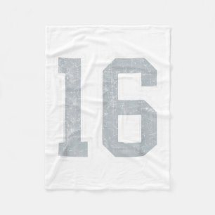 Silver White Number 16 Jersey Player Uniform #16 Fleece Blanket