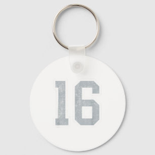 Silver White Number 16 Jersey Player Uniform #16 Key Ring