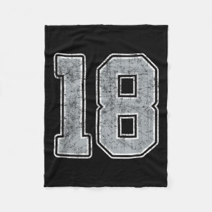 Silver White Number 18 Jersey Player Uniform #18 Fleece Blanket