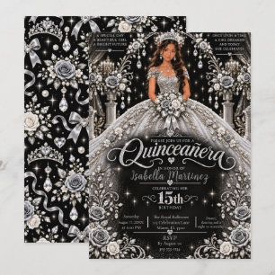 Silver White Quinceañera Celebration Invitation
