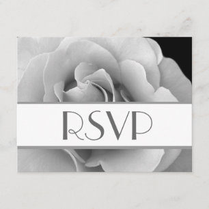 Silver White Rose RSVP Wedding Response Card