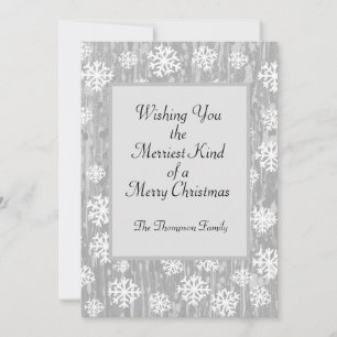 Silver White Snowflake Custom Holiday Card