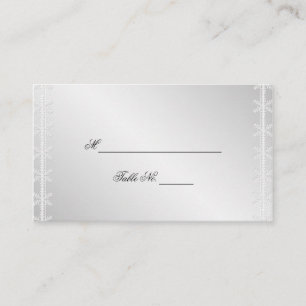 Silver White Snowflake Winter Wedding Place Cards