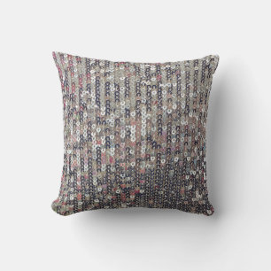 Silver white sparkling crystal sequin        cushion