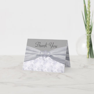 Silver, White Stars & Snowflakes Wedding Thank You Card