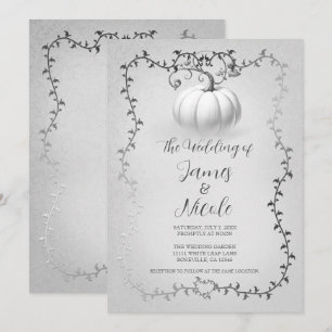 Silver & White Storybook Pumpkin Wedding Invitation