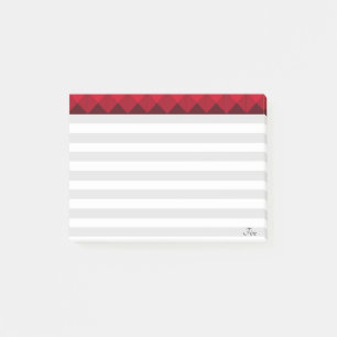 Silver & White Striped & Burgundy Header Post-it Notes