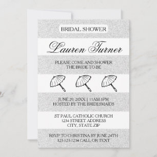 Silver&White Stripes - Bridal Shower Invitation