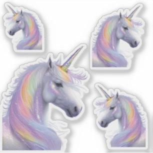 Silver White Unicorn with Pastel Rainbow Mane