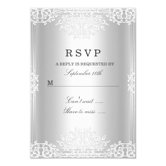 Silver White Vintage Glamour RSVP Card