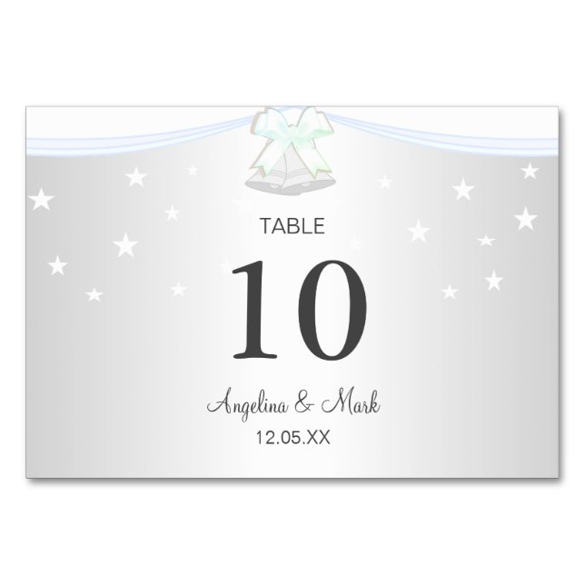 Silver White Wedding Table Card (Front)