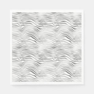 Silver White Zebra Print Napkin
