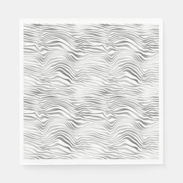 Silver White Zebra Print Napkin (Front)