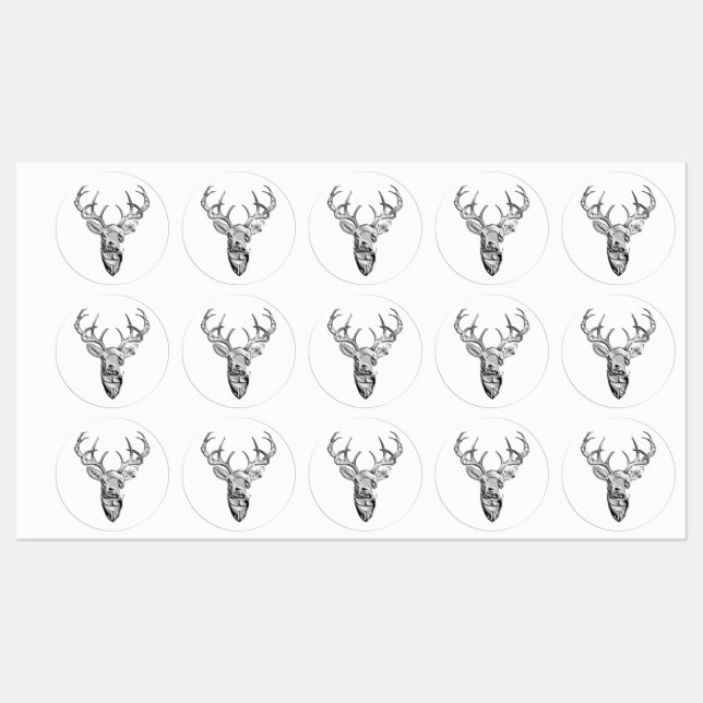 Silver Whitetail Deer 1n Style Print (Sheet)