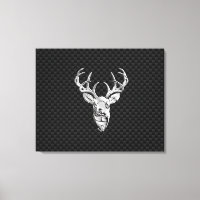 Silver Wild Deer on Carbon Fibre Style Decor