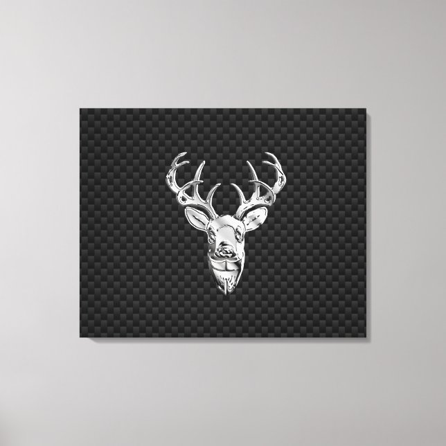 Silver Wild Deer on Carbon Fibre Style Decor (Front)