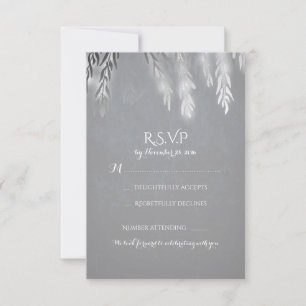 Silver Willow Tree Branches Wedding RSVP Cards