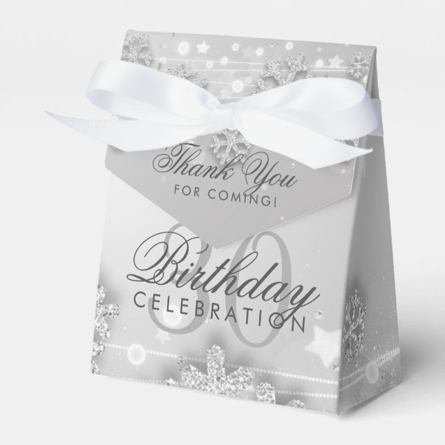 Silver Winter 30th Birthday Thank You Favour Box (Front Side)