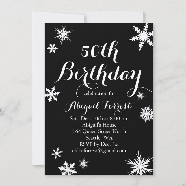 Silver Winter 50th Birthday Invitation (Front)