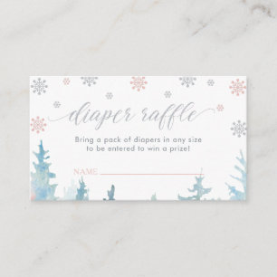 Silver Winter Baby Shower Diaper Raffle Ticket Enclosure Card