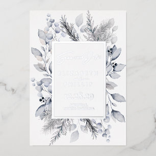 Silver Winter Botanical Holiday Save The Date