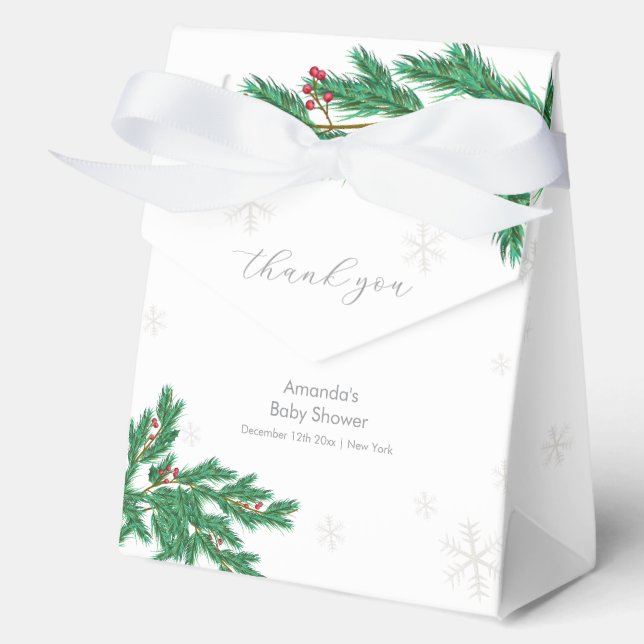 Silver Winter Clothesline Ornaments Baby Shower Favour Box (Front)