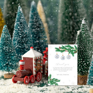 Silver Winter Clothesline Ornaments Baby Shower  Thank You Card