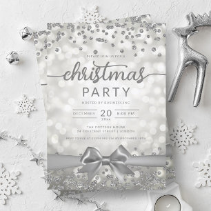 Silver Winter Glam Company Xmas Ribbon Invitation