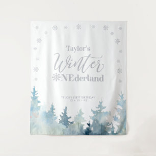 Silver Winter onderland 1st Birthday Tapestry