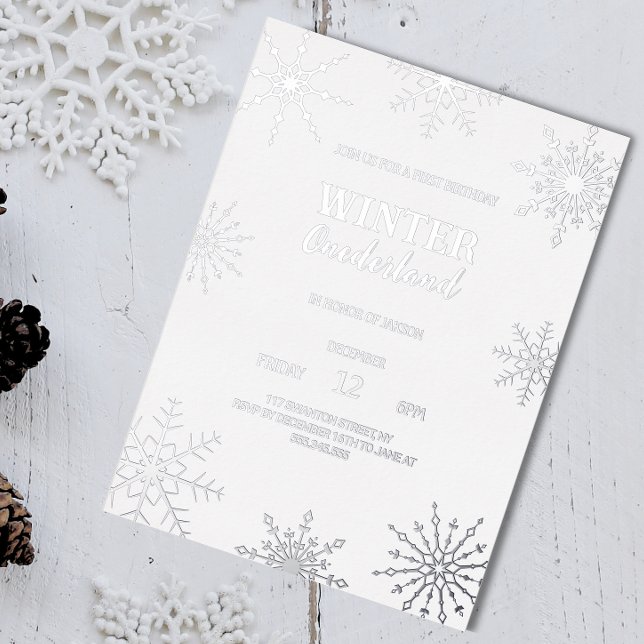 Silver Winter onederland Foil Invitation (Creator Uploaded)