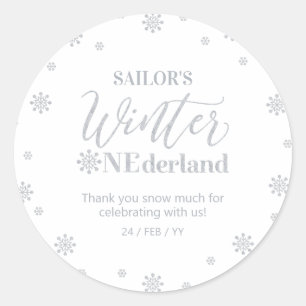 Silver Winter onederland, Thank you snow much Classic Round Sticker