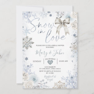 Silver Winter Snow in Love Snowflake Bridal Shower Invitation