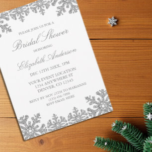 Silver Winter Snowflake Bridal Shower Invitation