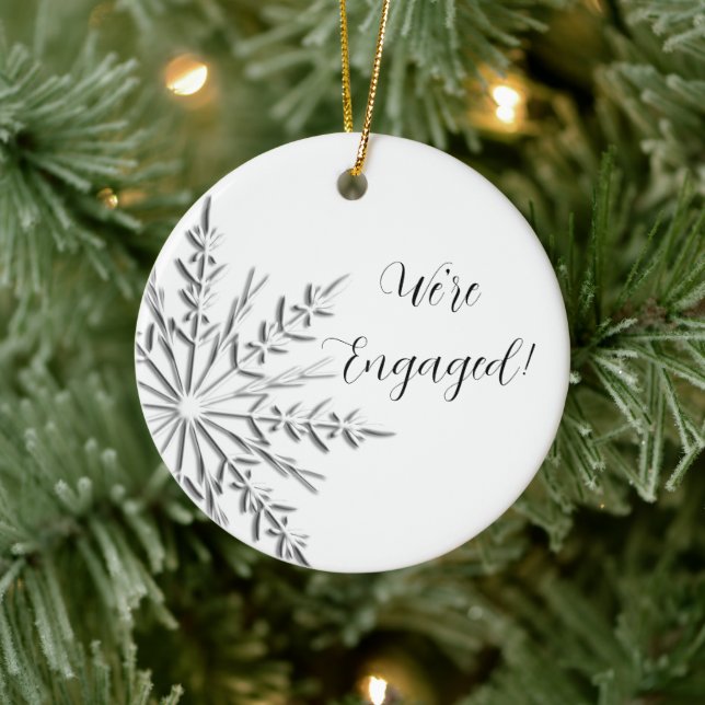 Silver Winter Snowflake Engagement Ceramic Tree Decoration (Tree)