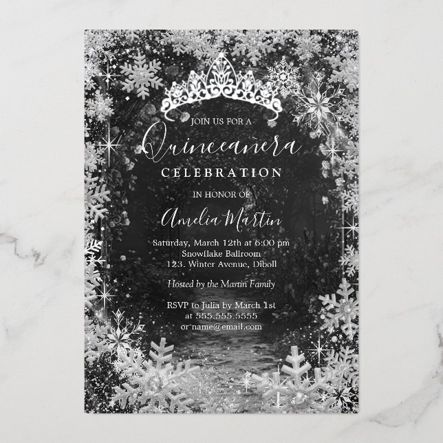 Silver Winter Snowflake Garden Quinceanera (Front)