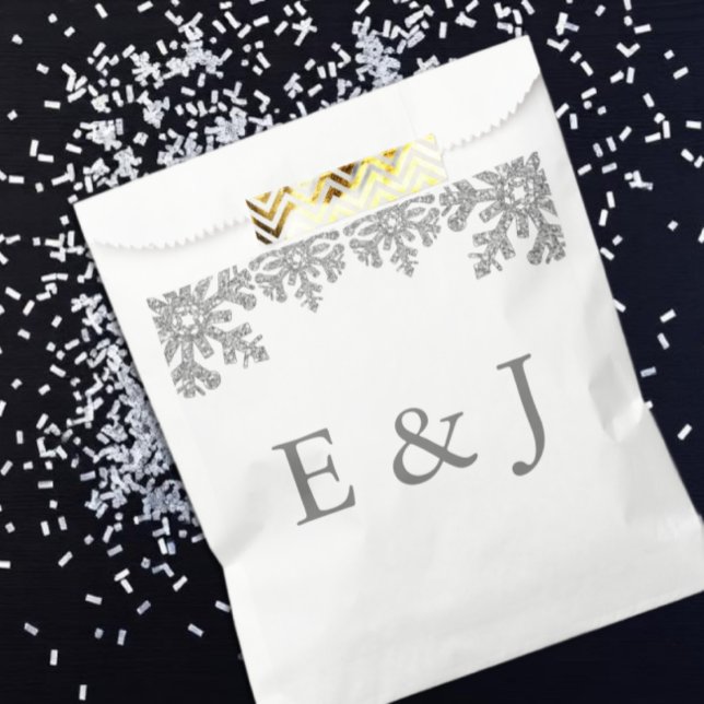 Silver Winter Snowflake Wedding Favour Bags (Creator Uploaded)