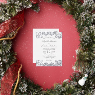 Silver Winter Snowflake Wedding Foil Invitation Postcard