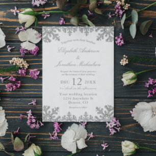 Silver Winter Snowflake Wedding Invitation