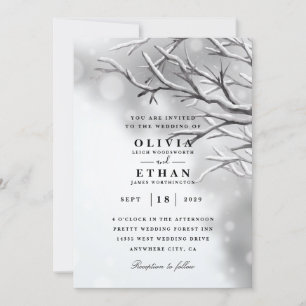 Silver winter wedding invitations