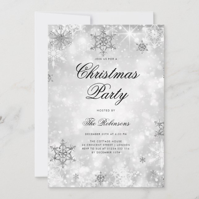 Silver Winter Wonder Holiday Invite Program & Menu (Front)