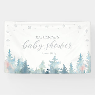 Silver Winter Wonderland Baby Shower Banner